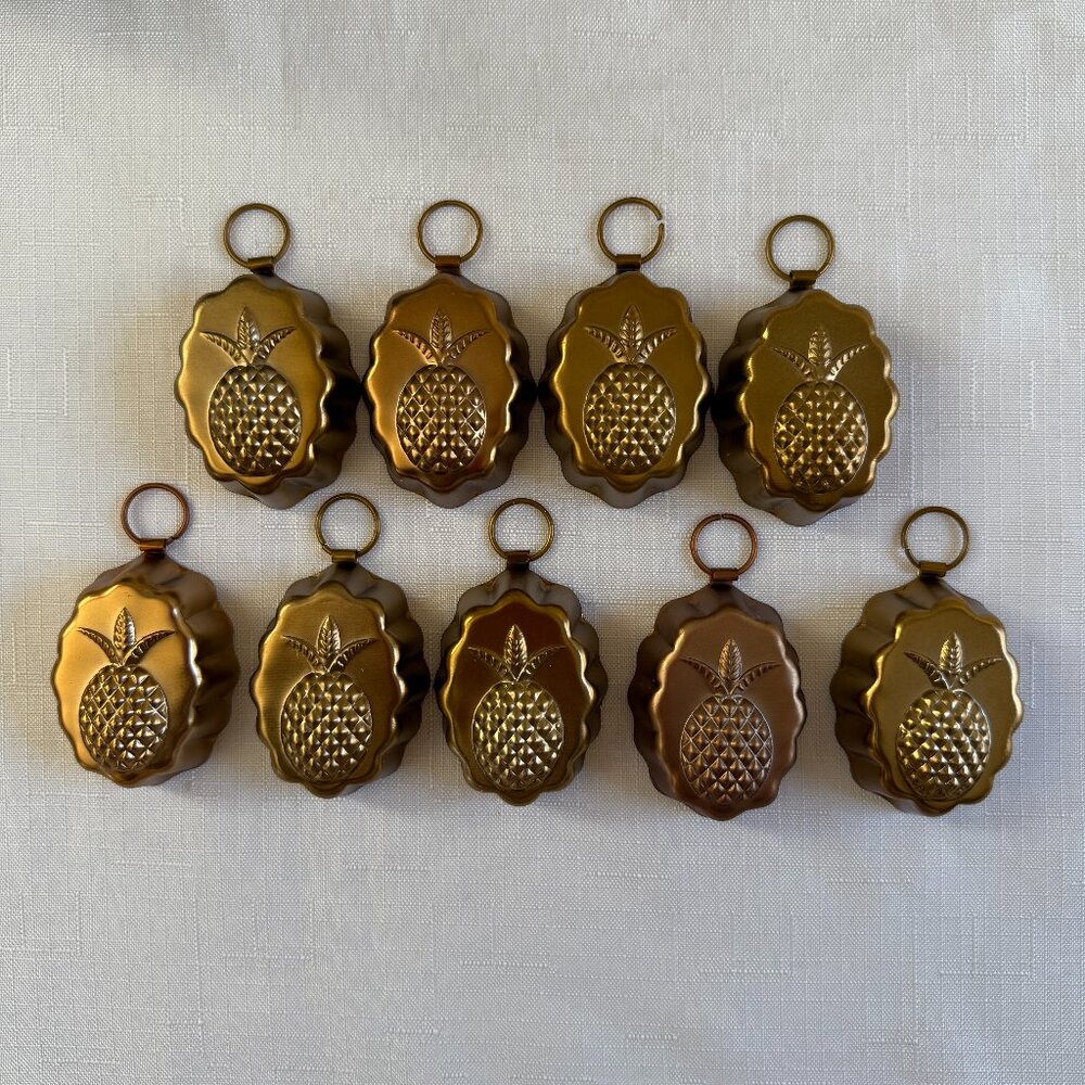 9 Williams Sonoma Copper Metal Pineapple Mold Ornaments